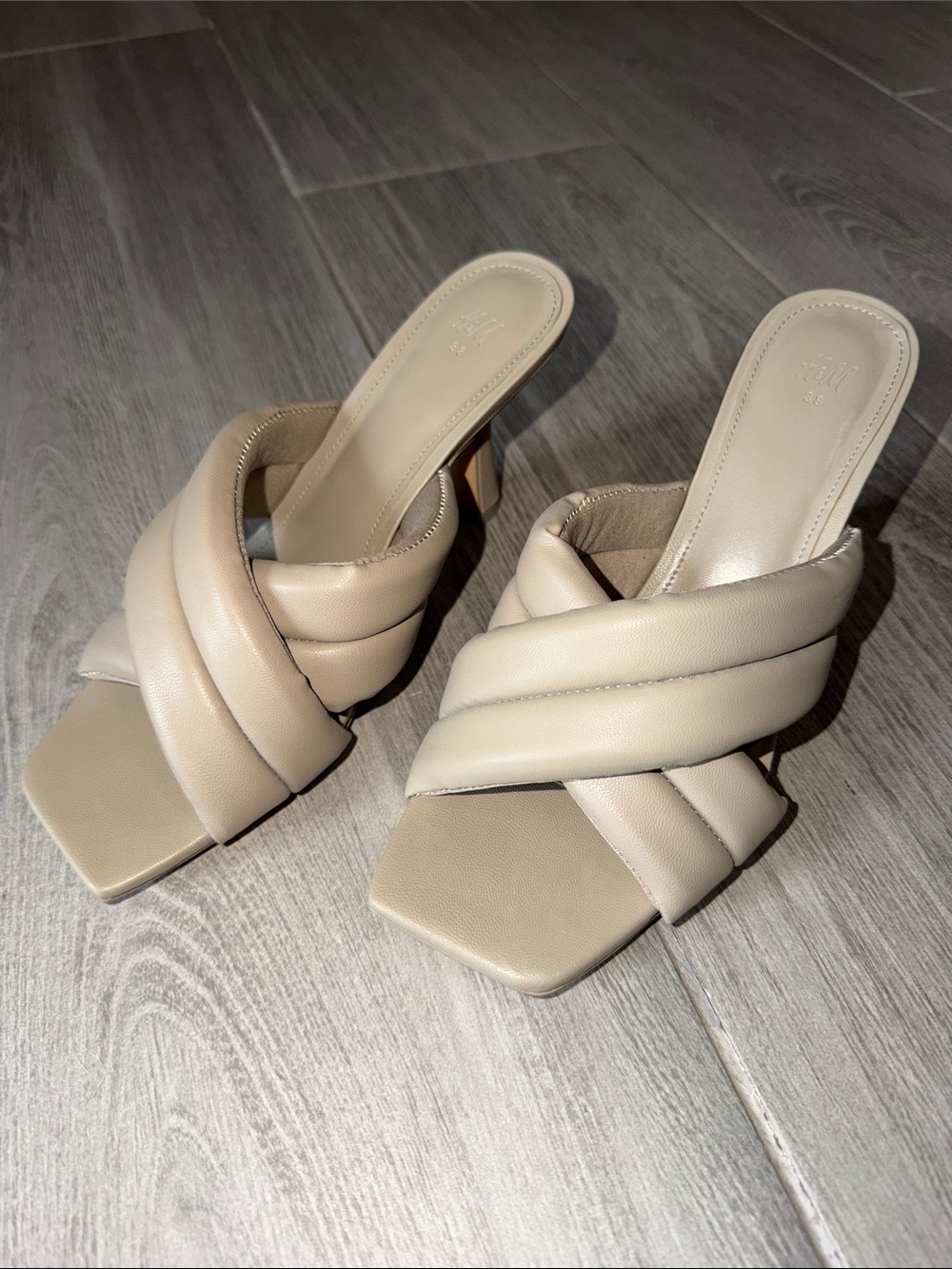 H&M Beige Padded Slide Heels